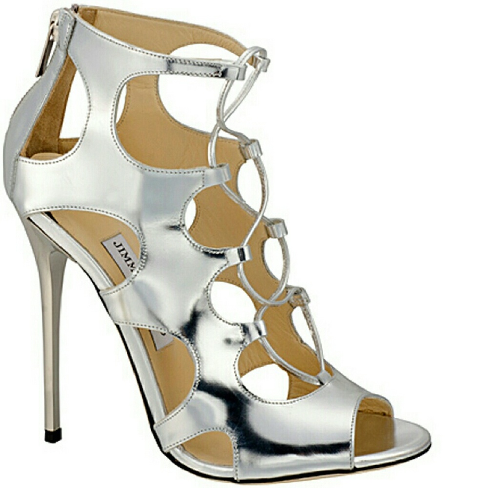 Jimmy Choo Silver Leather Heels